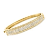 Ross-simons Diamond Beaded-edge Bangle Bracelet In 18kt Gold Over Sterling In Gold