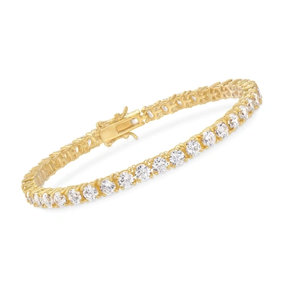 Ross-simons Cz Tennis Bracelet In 18kt Gold Over Sterling In Silver