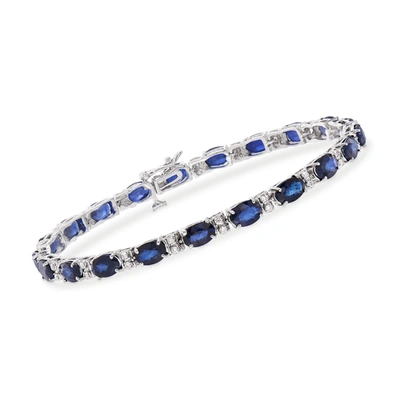 Ross-simons 14.00- Sapphire And . Diamond Bracelet In 14kt White Gold In Blue