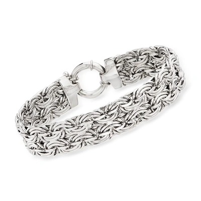 Ross-simons Sterling Silver Wide Byzantine Bracelet In White