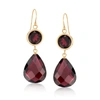 Ross-simons Garnet Drop Earrings In 14kt Yellow Gold In Multi