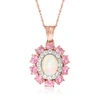 Ross-simons Opal And Pink Tourmaline Pendant Necklace With White Topaz In 18kt Rose Gold Over Sterling In Pink