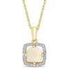 Mimi & Max Opal And 1/10 Ct Tw Diamond Floating Square Halo Necklace In 10k Yellow Gold In White