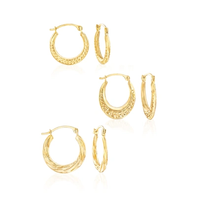 Ross-simons 14kt Yellow Gold Jewelry Set: 3 Pairs Of Hoop Earrings