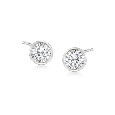 Rs Pure By Ross-simons Bezel-set Diamond Stud Earrings In Sterling Silver