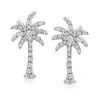 Ross-simons Diamond Palm Tree Earrings In Sterling Silver In Silver