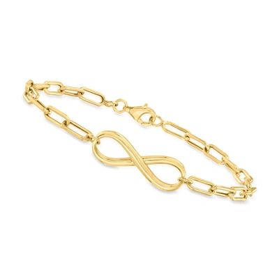 Canaria Fine Jewelry Canaria 10kt Yellow Gold Infinity Symbol Paper Clip Link Bracelet In Multi