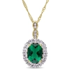 Mimi & Max Women's 1 5/8ct Tgw Oval Shape Created Emerald, White Topaz, And Diamond Accent Vintage Pendant With In Green