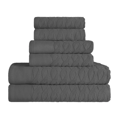 Superior Turkish Cotton Infinity Jacquard Assorted 6-piece Towel Set In Grey