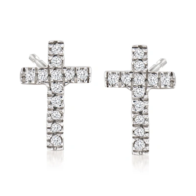 Ross-simons Cross Earrings With Diamond Accents In Sterling Silver