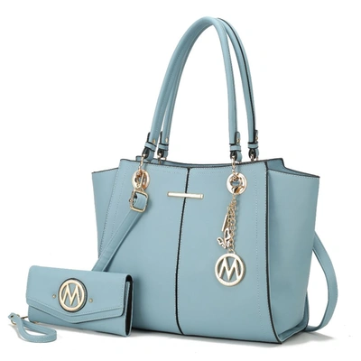 Mkf Collection By Mia K Ivy Vegan Leather Women's Tote Handbag With Wallet In Blue