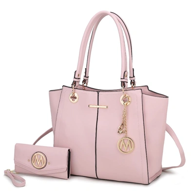Mkf Collection By Mia K Ivy Vegan Leather Women's Tote Handbag With Wallet In Pink