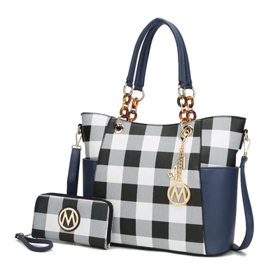 Mkf Collection By Mia K Bonita Checker Tote Handbag For Women's In Blue