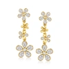 Ross-simons Diamond Daisy Drop Earrings In 18kt Gold Over Sterling In White