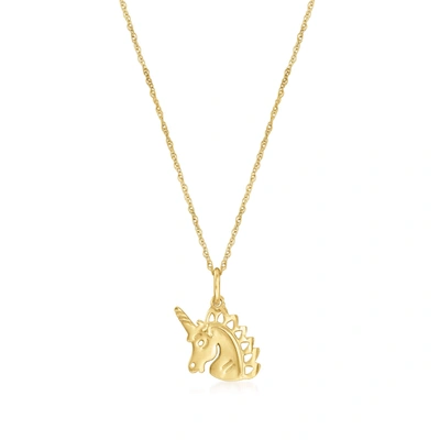 Ross-simons Child's 14kt Yellow Gold Unicorn Pendant Necklace