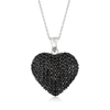 ROSS-SIMONS BLACK SPINEL HEART PENDANT NECKLACE IN STERLING SILVER