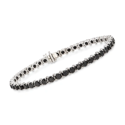 Ross-simons Black Diamond Tennis Bracelet In 14kt White Gold In Silver