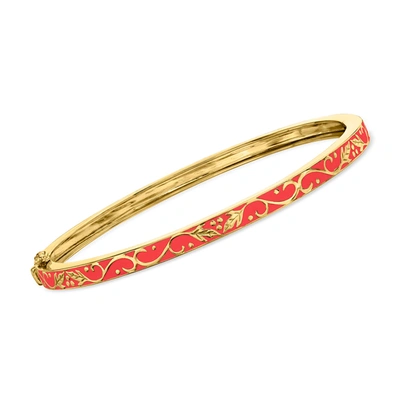 Ross-simons Red Enamel Bangle Bracelet In 18kt Gold Over Sterling