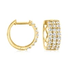 Ross-simons Diamond 3-row Huggie Hoop Earrings In 14kt Yellow Gold In Silver