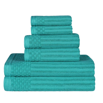 Superior Soho Cotton Textured Ribbed Checker Border Absorbent 6-piece Towel Set