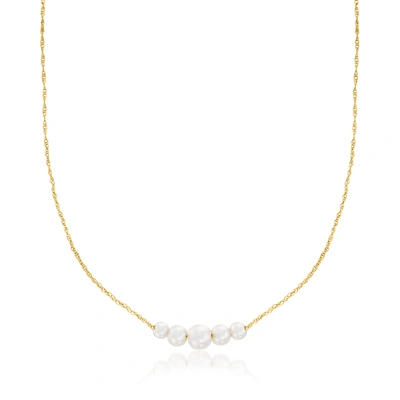 Rs Pure By Ross-simons 3-5.5mm Cultured Pearl Graduated Necklace In 14kt Yellow Gold In Silver