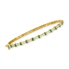 ROSS-SIMONS EMERALD AND . DIAMOND BANGLE BRACELET IN 14KT YELLOW GOLD