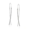 Ross-simons Diamond Linear Wire Threader Earrings In 14kt White Gold In Silver