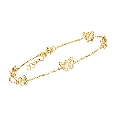 Rs Pure By Ross-simons Italian 14kt Yellow Gold Butterfly Station Bracelet