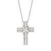 Ross-simons Diamond Cross Pendant Necklace In Sterling Silver In Silver