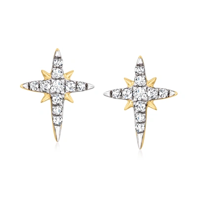 Canaria Fine Jewelry Canaria Diamond North Star Earrings In 10kt Yellow Gold In Silver