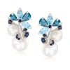 Ross-simons 6-8.5mm Cultured Pearl And Sky Blue Topaz And London Blue Topaz Earrings With . Sapphires In Sterlin In White