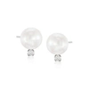 Ross-simons 6-6.5mm Cultured Akoya Pearl And Diamond Accent Earrings In 14kt Yellow Gold In White