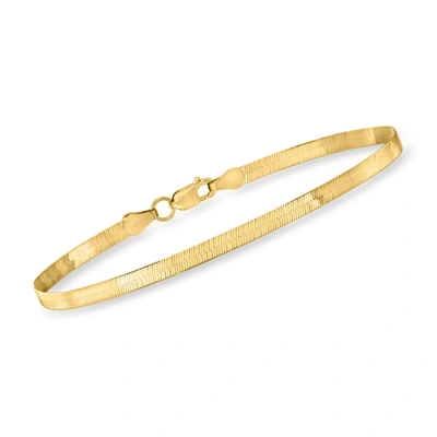 Rs Pure Ross-simons 3mm 14kt Yellow Gold Herringbone Bracelet