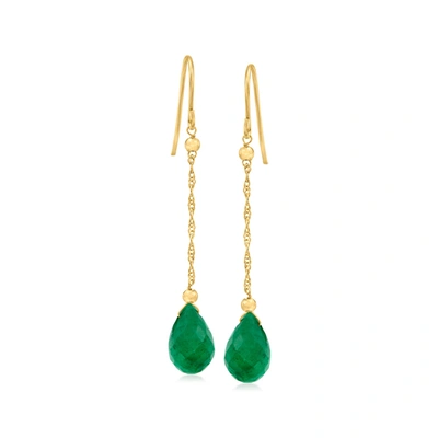 Canaria Fine Jewelry Canaria Emerald Teardrop Earrings In 10kt Yellow Gold In Green