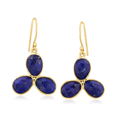 Canaria Fine Jewelry Canaria Lapis Trio Drop Earrings In 10kt Yellow Gold In Blue