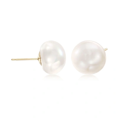 Ross-simons 14-15mm Cultured Pearl Stud Earrings In 14kt Yellow Gold In White