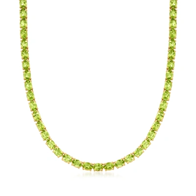 Ross-simons Peridot Tennis Necklace In 18kt Gold In Sterling