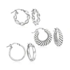 Ross-simons Italian Sterling Silver Jewelry Set: 3 Pairs Of Hoop Earrings In Silver