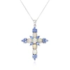 ROSS-SIMONS ETHIOPIAN OPAL AND TANZANITE CROSS PENDANT NECKLACE IN STERLING SILVER