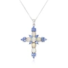 Ross-simons Ethiopian Opal And Tanzanite Cross Pendant Necklace In Sterling Silver In Purple
