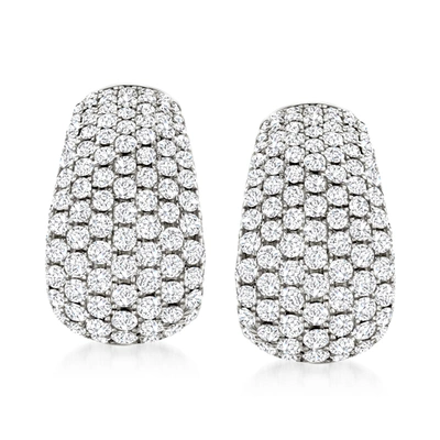 Ross-simons Pave Diamond Earrings In 14kt White Gold In Silver