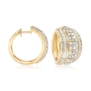 Ross-simons Round And Baguette Diamond Hoop Earrings In 18kt Gold Over Sterling In Gold