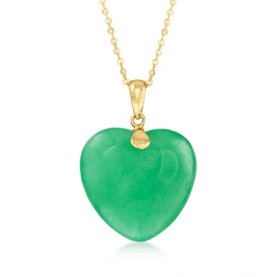 Canaria Fine Jewelry Canaria Jade Heart Pendant Necklace In 10kt Yellow Gold In Green