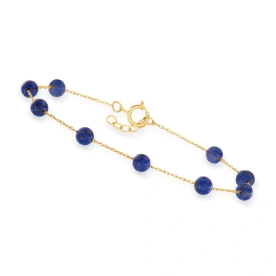 Canaria Fine Jewelry Canaria 4-5mm Lapis Bead Station Bracelet In 10kt Yellow Gold In Blue