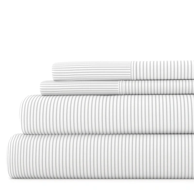 Ienjoy Home Pinstriped Light Gray Pattern Sheet Set Ultra Soft Microfiber Bedding, Twin In Grey