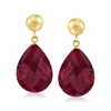 Ross-simons Ruby Drop Earrings With 14kt Yellow Gold In Red
