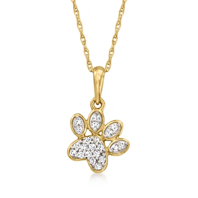 Canaria Fine Jewelry Canaria Diamond Paw Print Pendant Necklace In 10kt Yellow Gold In Silver