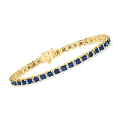 Ross-simons Sapphire And . Diamond Tennis Bracelet In 18kt Gold Over Sterling