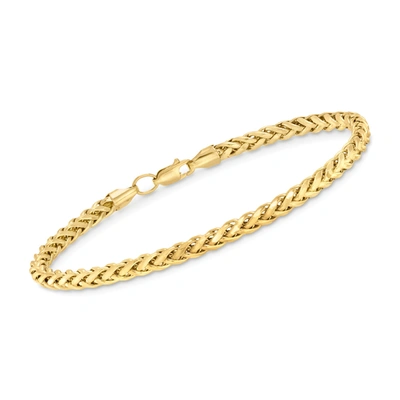 Ross-simons 4mm 14kt Yellow Gold Wheat Chain Bracelet In White