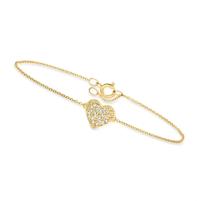 Canaria Fine Jewelry Canaria Diamond Heart Bracelet In 10kt Yellow Gold In Silver